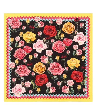 Shop Dolce & Gabbana Floral-printed Silk Scarf In Multicoloured