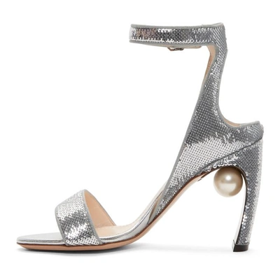 Shop Nicholas Kirkwood Silver Sequin Lola Pearl Sandals In Grey Silver