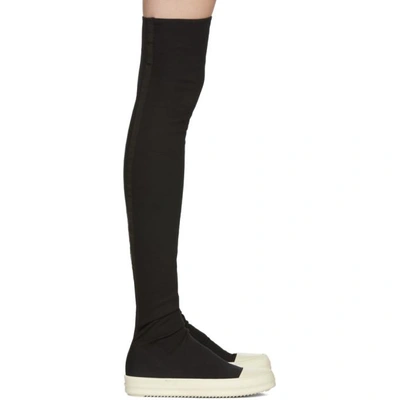 Shop Rick Owens Drkshdw Black & Off-white Canvas Stocking Sneaks Over-the-knee Boots