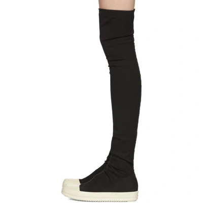 Shop Rick Owens Drkshdw Black & Off-white Canvas Stocking Sneaks Over-the-knee Boots