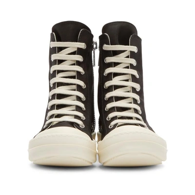 Shop Rick Owens Drkshdw Black And Off-white Canvas Vegan Sneakers