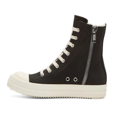 Shop Rick Owens Drkshdw Black And Off-white Canvas Vegan Sneakers