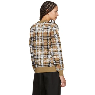 Shop Burberry Beige Wool Check Sweater