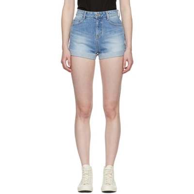 Blue Denim Roll-Up Shorts 