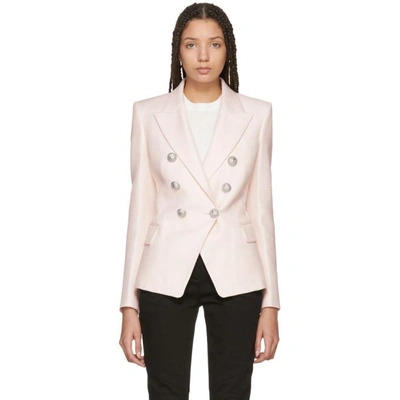 Shop Balmain Pink Six-button Cinched Blazer In C2005 Rose