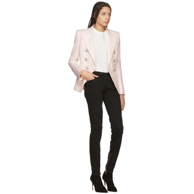 Shop Balmain Pink Six-button Cinched Blazer In C2005 Rose