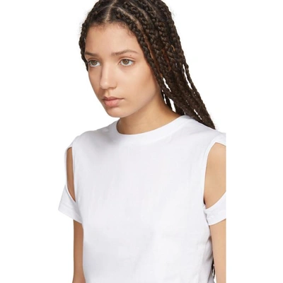 Shop Helmut Lang White Cut Out Sleeve T-shirt