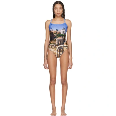 Shop Bless Multicolor Print Crossback Swimsuit In J689 Holida