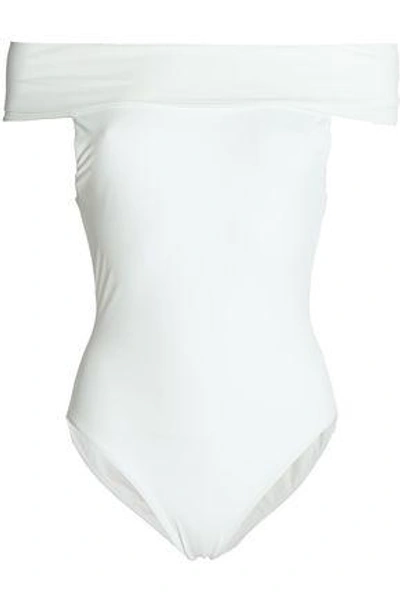 Shop Rosetta Getty Woman Off-the-shoulder Swimsuit White
