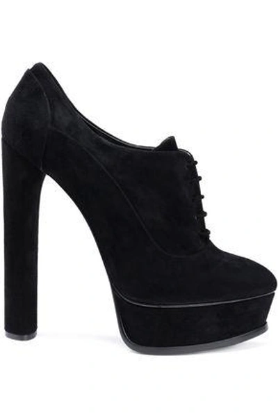 Shop Casadei Woman Suede Platform Ankle Boots Black