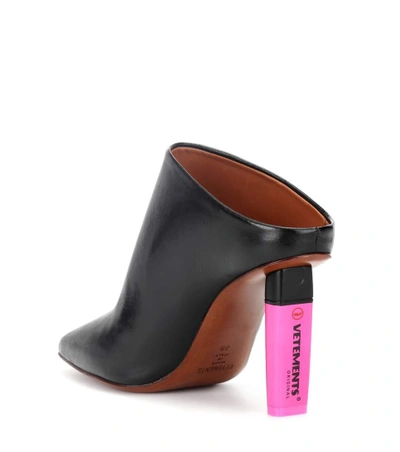 Shop Vetements Leather Mules In Black