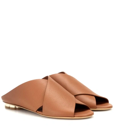 Shop Ferragamo Lasa 10 Leather Sandals In Brown