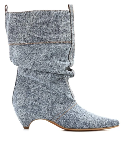 Shop Stella Mccartney Slouchy Denim Boots In Blue