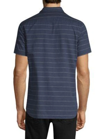 Shop Lacoste Regular-fit Short-sleeve Stripe Shirt In Navy