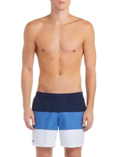 Shop Lacoste Colorblock Classic Shorts In Navy Blue