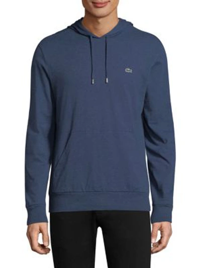 Shop Lacoste Cotton Pullover Hoodie In Nocturne