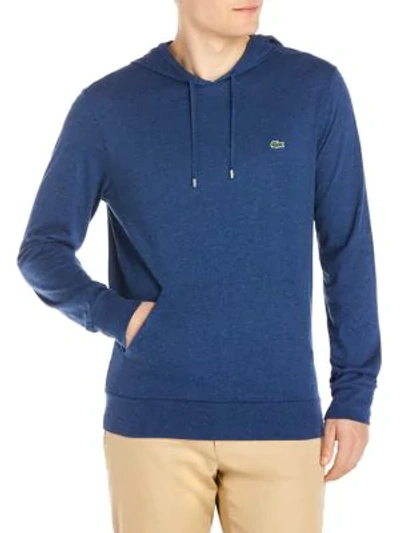 Shop Lacoste Cotton Pullover Hoodie In Nocturne