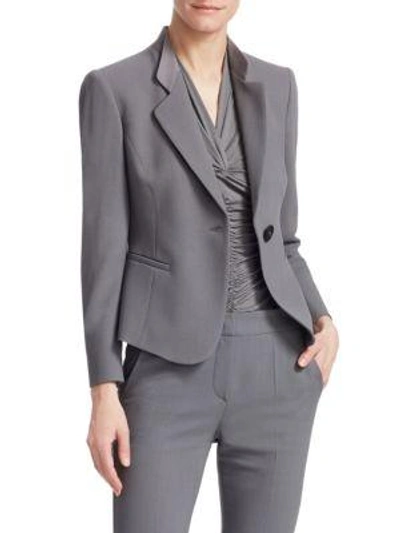 Shop Emporio Armani Stretch-wool Blazer In Grey Mult