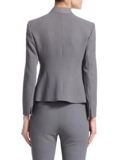 Shop Emporio Armani Stretch-wool Blazer In Grey Mult