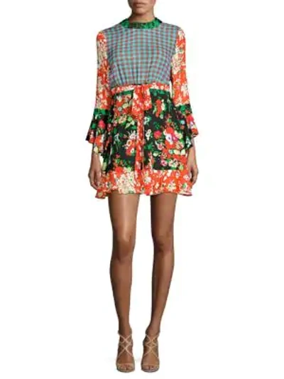 Shop Rixo London Rachel Mixed-print Dress In Bunch Floral