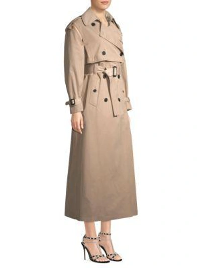 Shop Valentino Gabardine Cut-out Trench Jacket In Beige