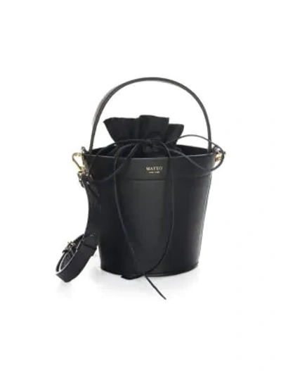 Shop Mateo New York Women's The Madeline Leather Bucket Bag In Black