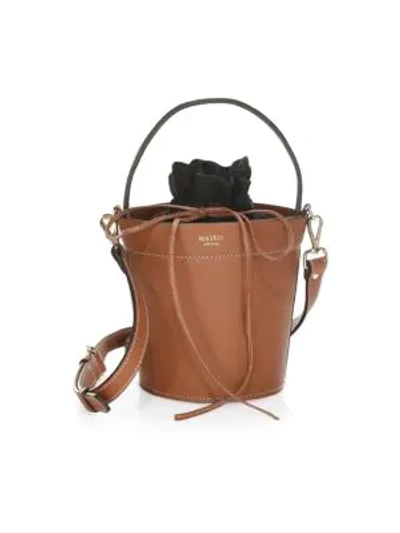 Shop Mateo New York The Madeline Leather Bucket Bag In Cognac
