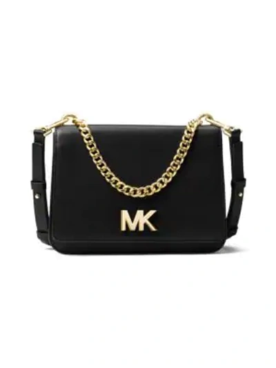 Shop Michael Michael Kors Sloan Turnlock Leather Shoulder Bag In Black