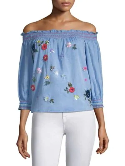 Shop Joie Citra Embellished Blouse In Surf Break