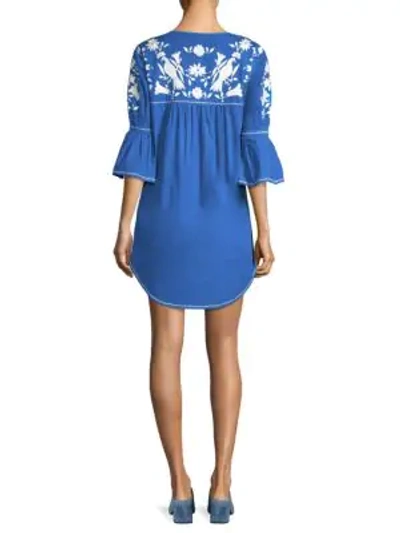 Shop Joie Clodagh Embroidered Poplin Dress In Baja Blue