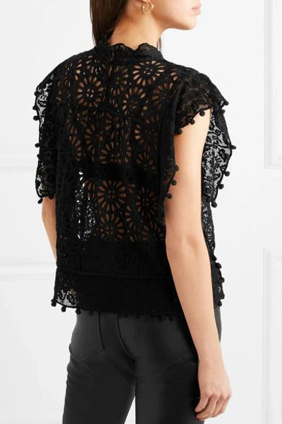 Shop Isabel Marant Kery Broderie Anglaise Cotton And Lace Top In Black