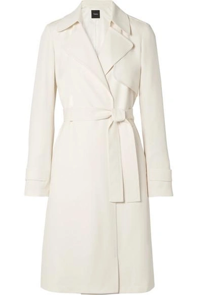 Shop Theory Oaklane Crepe Trench Coat In Ivory