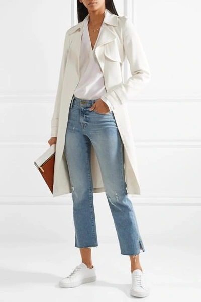 Shop Theory Oaklane Crepe Trench Coat In Ivory