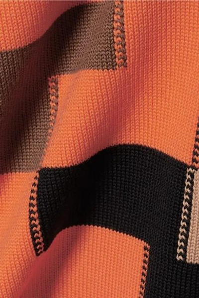 Shop Miu Miu Color-block Intarsia Wool Top In Brown