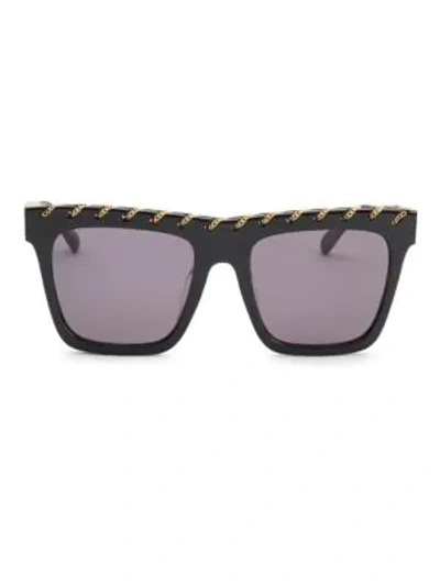 Shop Stella Mccartney 54mm Rectangle Sunglasses In Black Gold