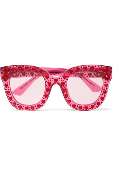 Shop Gucci Crystal-embellished Square-frame Acetate Sunglasses