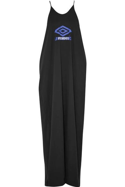 Shop Vetements + Umbro Printed Cotton-jersey Maxi Dress In Black