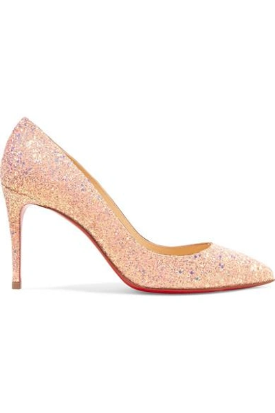 Shop Christian Louboutin Pigalle Follies 85 Glittered Leather Pumps