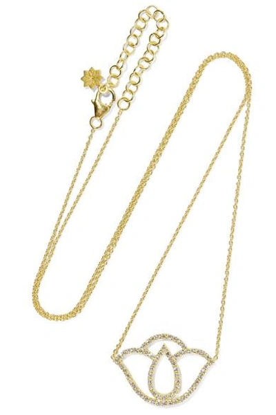 Shop Amrapali Thamarai Lotus 18-karat Gold Diamond Necklace