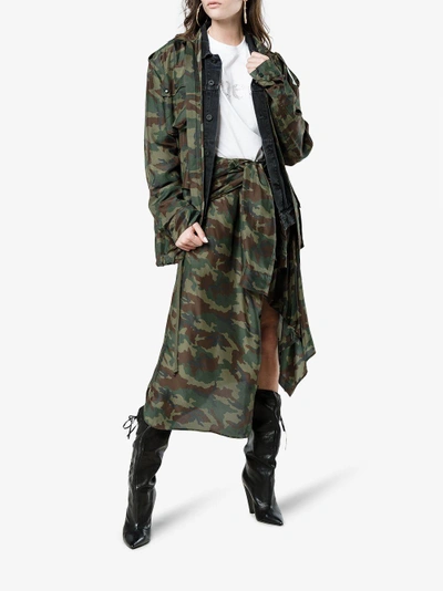 Shop Faith Connexion Camouflage Print Drawstring Jacket In Green