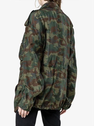 Shop Faith Connexion Camouflage Print Drawstring Jacket In Green
