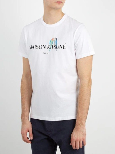 Maison Kitsuné Maison Kitsune White Lovebirds T-shirt | ModeSens