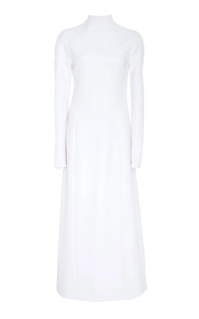 Shop Carolina Herrera Turtle Neck Maxi Dress In White