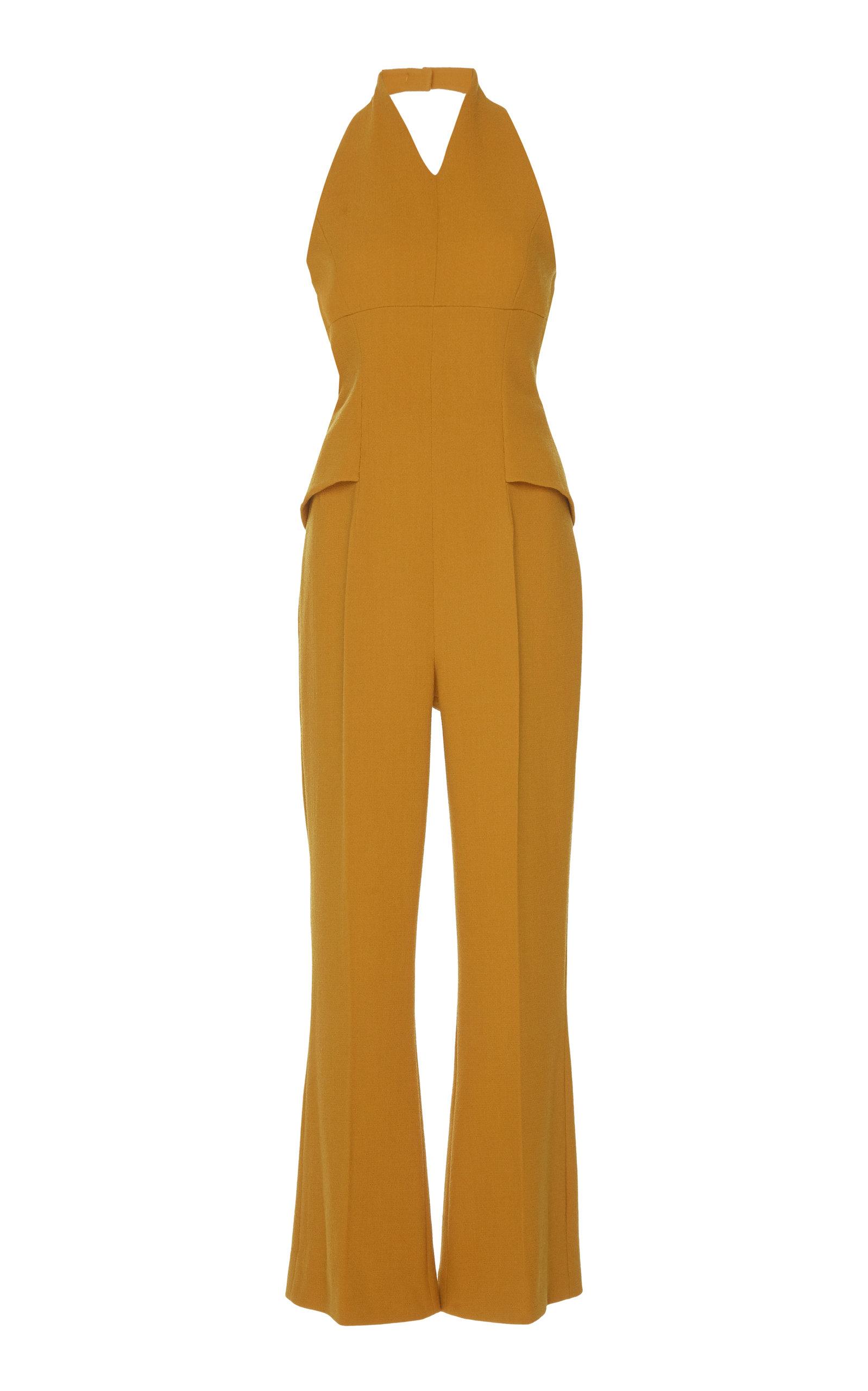 Emilia Wickstead Tropaz Wool Jumpsuit In Orange | ModeSens