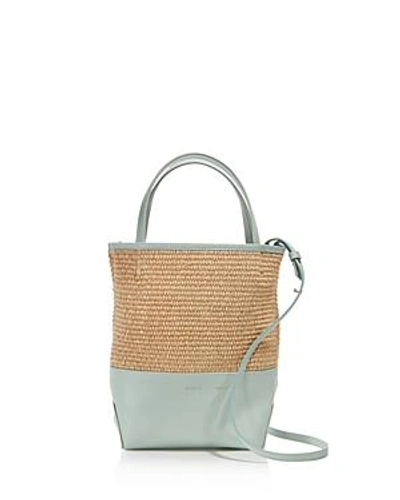 Shop Alice.d Small Leather Tote - 100% Exclusive In Mint Green Raffia/gold