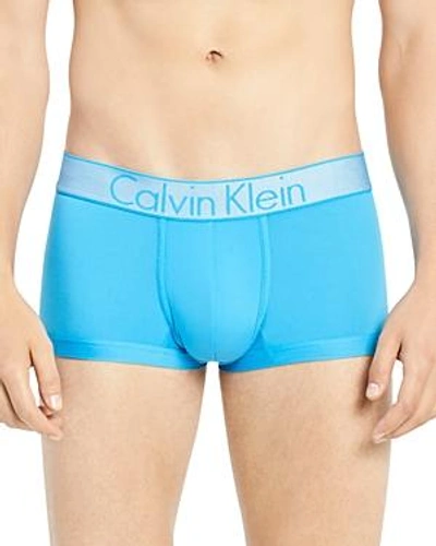 Shop Calvin Klein Customized Stretch Low-rise Trunks In Turquoise