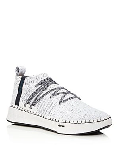 Shop Brandblack Men's Delta Arrows Knit Lace Up Sneakers In White/black