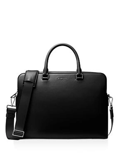 Shop Michael Kors Pebbled Leather Briefcase In Black