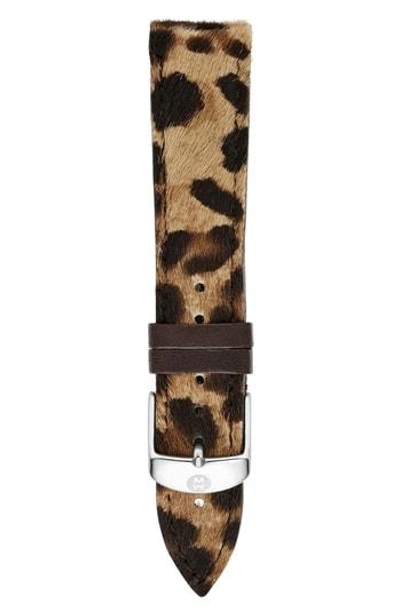 Shop Michele 18mm Genuine Calf Hair Watch Strap In Leopard Print