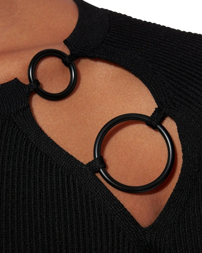 Shop Cushnie Et Ochs Sienna Ring-detailed Black Knit Top